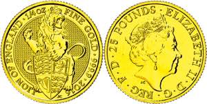 Great Britain 25 Pounds 2016, 1/4 oz Gold, ... 