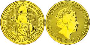 Great Britain 25 Pounds 2018, 1/4 oz Gold, ... 