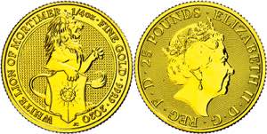 Great Britain 25 Pounds 2020, 1/4 oz Gold, ... 