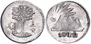 Guatemala 1 / 4 Real, 1842 / 29, G, KM 1, ... 