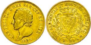 Italien Sardinien, 20 Lire, Gold, 1826, Karl ... 