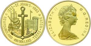Canada 100 Dollars, Gold, 1983, anchor - ... 