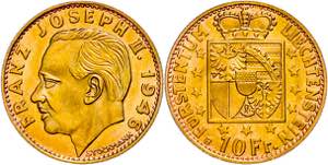 Liechtenstein 20 Franc, Gold, 1946, Franz ... 