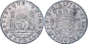 Coins Mexiko 8 Real, 1736, Mo MF, KM 103, ss.
