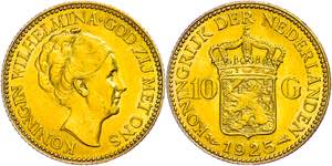 The Netherlands 10 Guilder, Gold, 1925, ... 