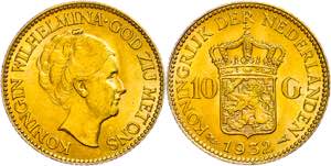 The Netherlands 10 Guilder, Gold, 1932, ... 