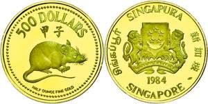 Singapore 500 Dollars, Gold, 1984, year the ... 