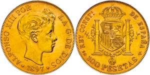 Spain 100 Pesetas, Gold, 1897 (19-62), ... 