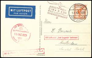 Zeppelinpost nach Sieger 1929, Hollandfahrt, ... 