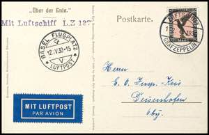 Zeppelinpost nach Sieger 1930, Schweizfahrt, ... 