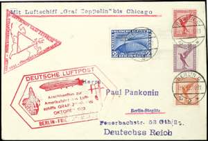 Zeppelinpost nach Sieger 1933, Chicagofahrt, ... 