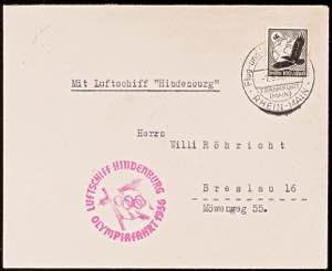 Zeppelinpost nach Sieger 1936, Olympiafahrt ... 