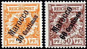 Deutsche Post in Marokko 3 Centimes auf 3 ... 