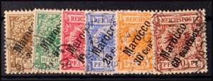 Deutsche Post in Marokko 3 C. auf 3 Pfg bis ... 