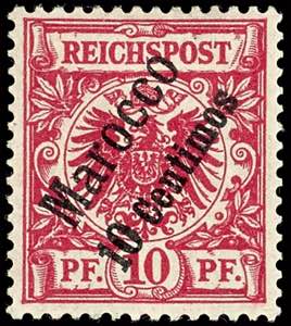 Deutsche Post in Marokko 10 Pfg lilarot, ... 