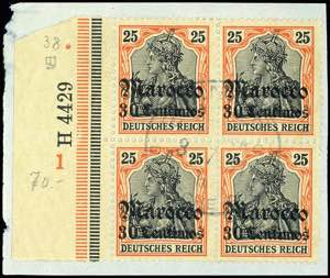 Deutsche Post in Marokko 30 Centimes auf 25 ... 