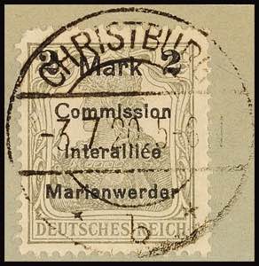 Marienwerder 2 Mark auf 2 1/2 Pfg Germania, ... 