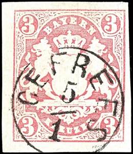 Bayern 3 Kr. Wappen karmin, ideal zentrisch ... 