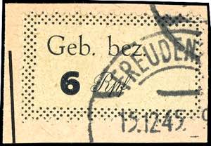 Freudenstadt 6 Rpf. Gebührenzettel, ... 