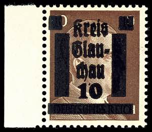 Glauchau 10 Pfg Hitler, Stichtiefdruckmarke ... 
