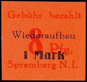 Spremberg 8 Pfg Gebührenzettel in rot, ... 