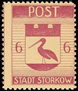 Storkow 6 Pfg gezähnt, a-Farbe, tadellos ... 