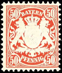 Bayern 50 Pfg zinnoberrot, farbfrisches ... 