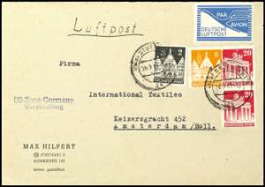 Flugpostzulassungsmarke 1948, Luftpostbrief ... 