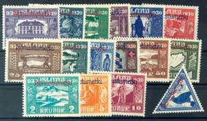 Island Dienstmarken 1930, 3 A. bis 10 Kronen ... 