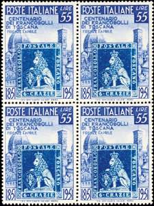 Italien 20 und 55 L. 100 Jahre Briefmarken ... 