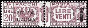 Italien Paketmarken 1944, 20 L. mit Aufdruck ... 