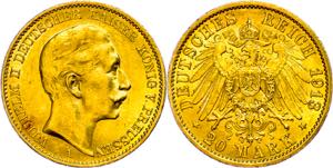 Prussia 20 Mark, 1913, Wilhelm II., minimal ... 