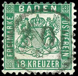 Baden 18 kreuzer green, tied by single ... 