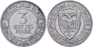 Münzen Weimar 3 Reichsmark, 1926, Lübeck ... 