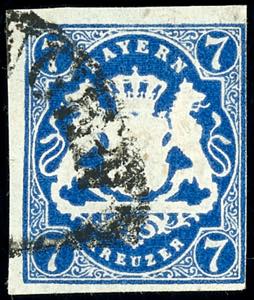 Bavaria 7 kreuzer Prussian blue, having ... 