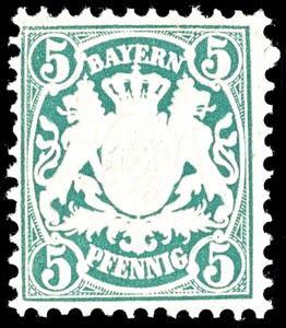 Bavaria 5 Pfg opal green, mint never hinged, ... 