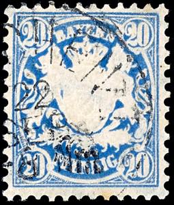 Bavaria 20 Pfg Prussian blue, used, in ... 
