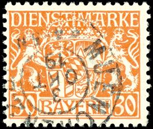 Bavaria Official Stamps 30 Pfg orange, paper ... 