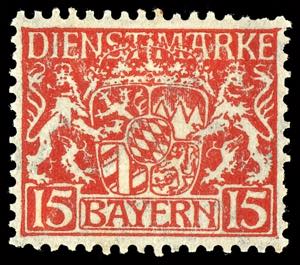 Bayern Dienstmarken 15 Pf auf x-Papier ... 