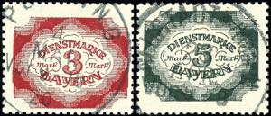 Bavaria Official Stamps 5 Pfg - 5 Mark ... 