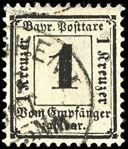 Bavaria Postage Due Stamps 1 Kr. Black, ... 