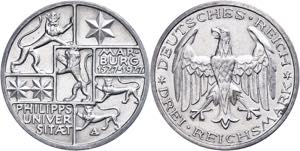 Coins Weimar Republic 3 Reichmark, 1927, 400 ... 