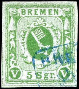 Bremen 5 silver penny moss green, blurred ... 