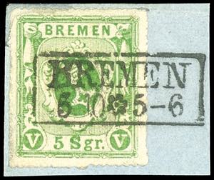 Bremen 5 silver penny dark green, having ... 