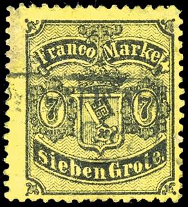 Bremen 7 Grote black on yellow, perforated, ... 