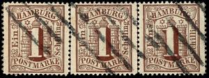 Hamburg 1 Shilling brown, horizontal strip ... 
