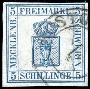 Mecklenburg-Schwerin 5 Shilling blue, having ... 