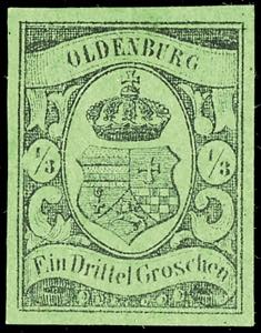 Oldenburg 1/3 Groschen schwarz auf grün, ... 