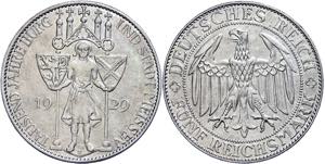 Münzen Weimar 5 Reichsmark, 1929, Meißen ... 