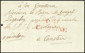 Prussia - Pre-stamp Mail P. P. COLOGNE - red ... 
